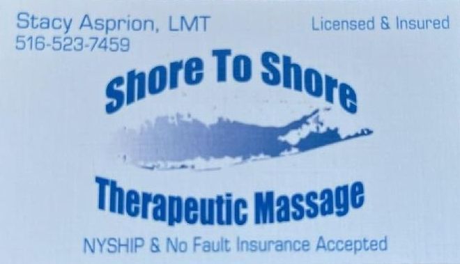 A business card for shore to shore therapeutic massage