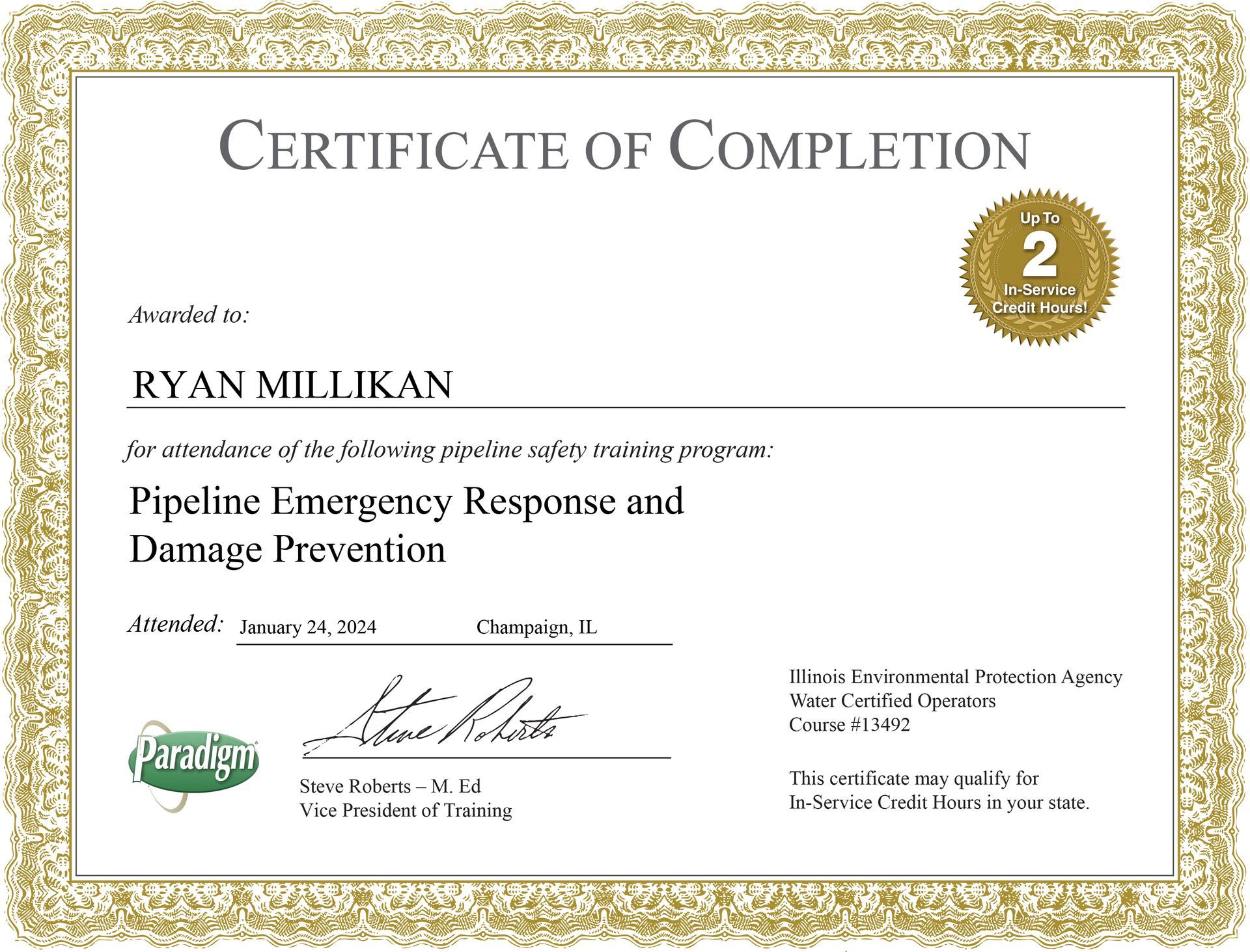 Certificate of Completion