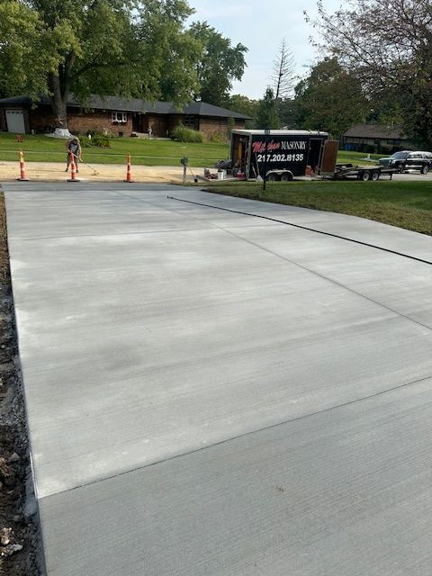 A newly built concrete driveway