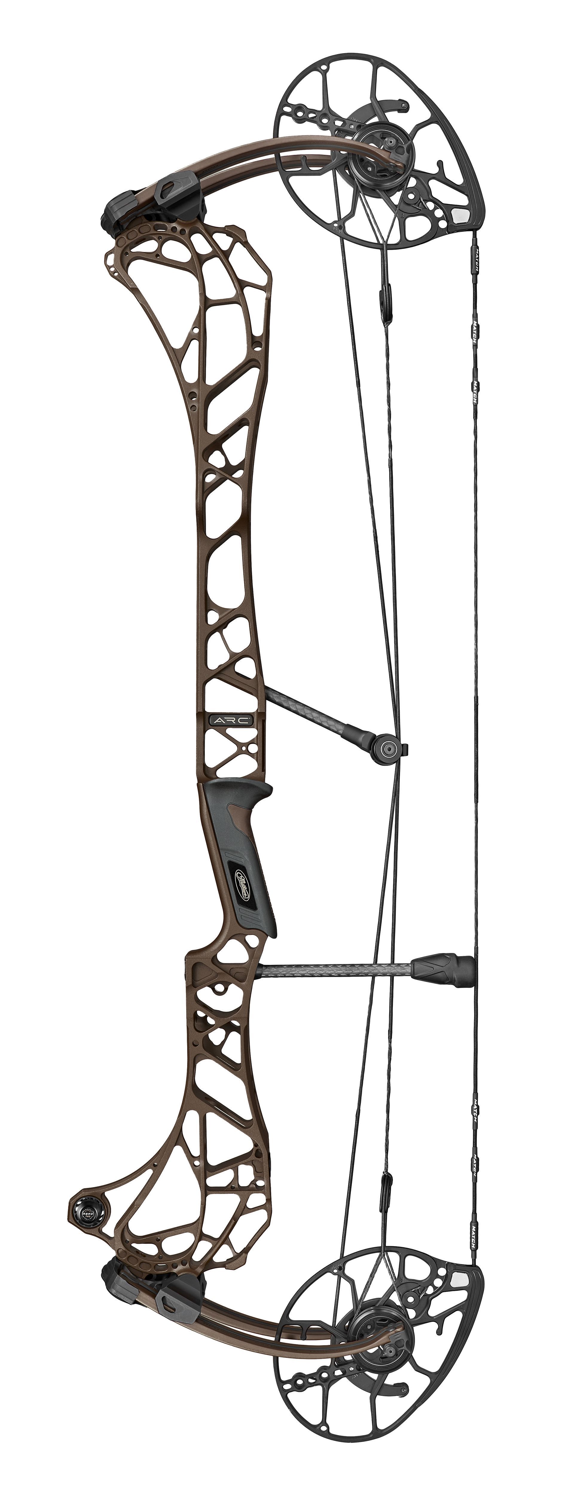 Compound bow, black and gray, with string, used for archery.