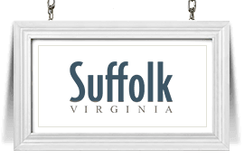 Suffolk, Virginia sign in a white hanging frame
