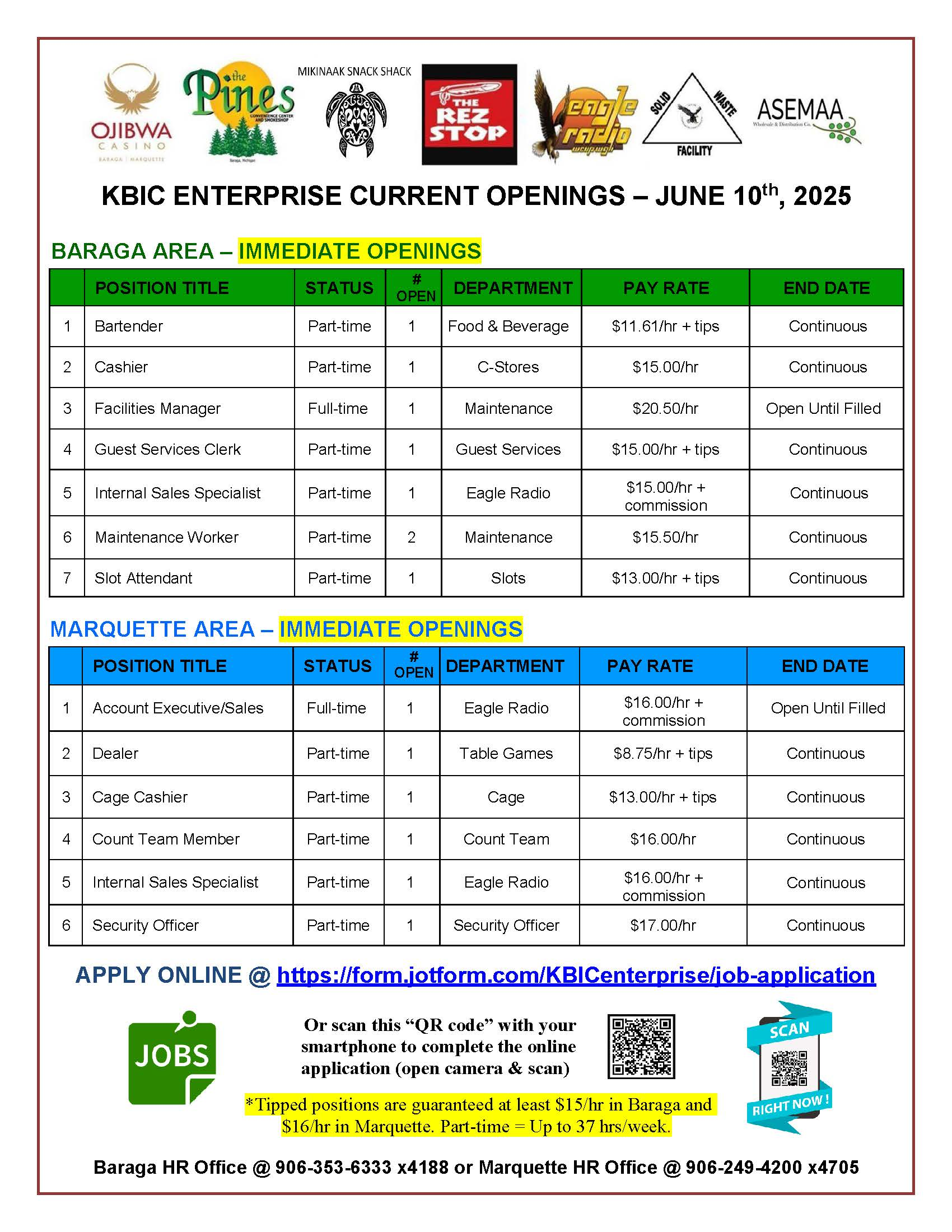Job openings 6/10/25