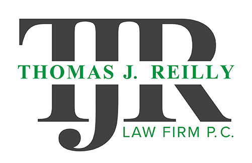 Thomas J. Reilly Law Firm P.C. logo with gray TJR monogram and green text