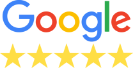 A google logo with five stars on it.