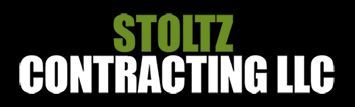 Logo for Stoltz Contracting LLC; green "Stoltz" over white "Contracting LLC" on black background.