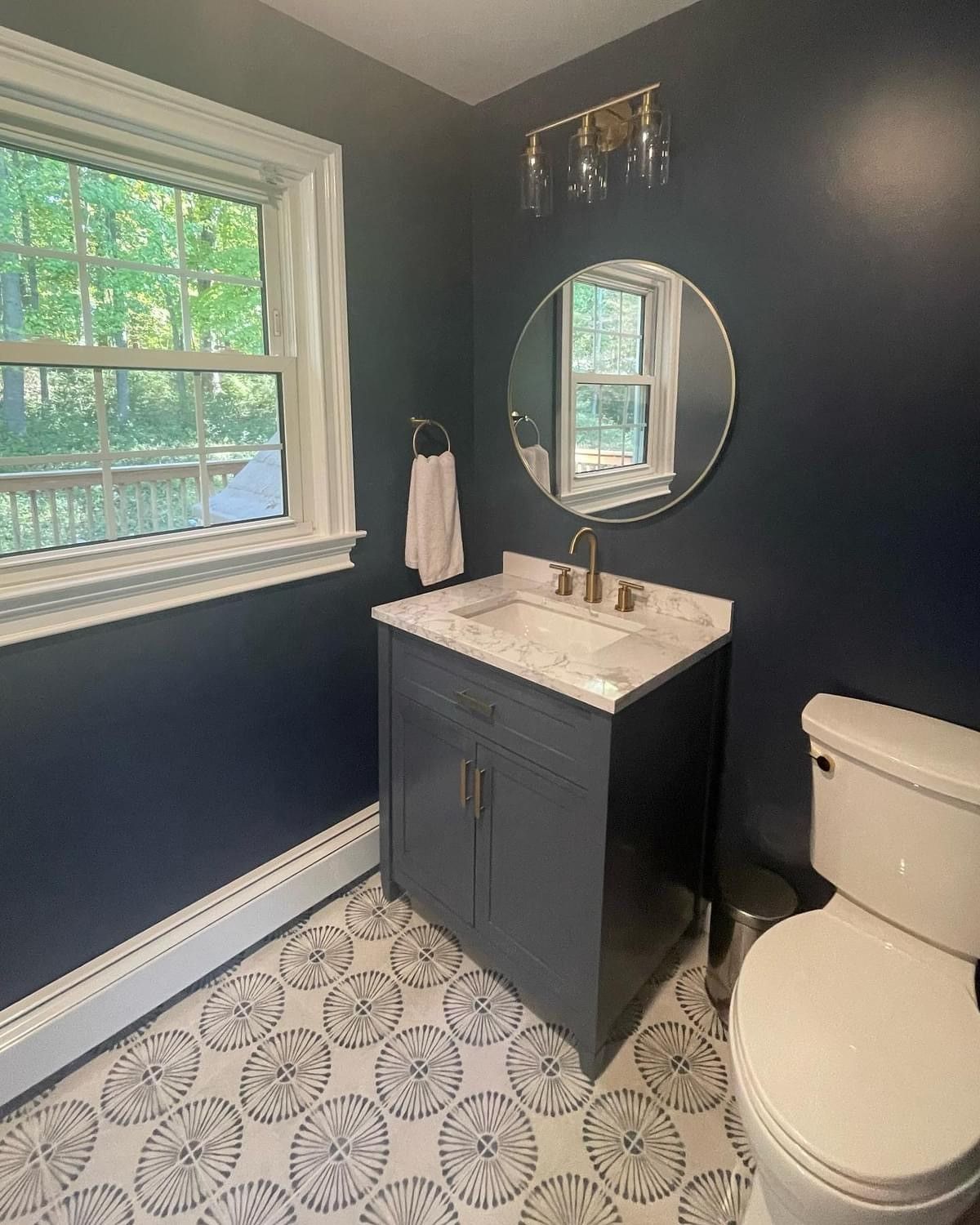 dark bathroom makeover