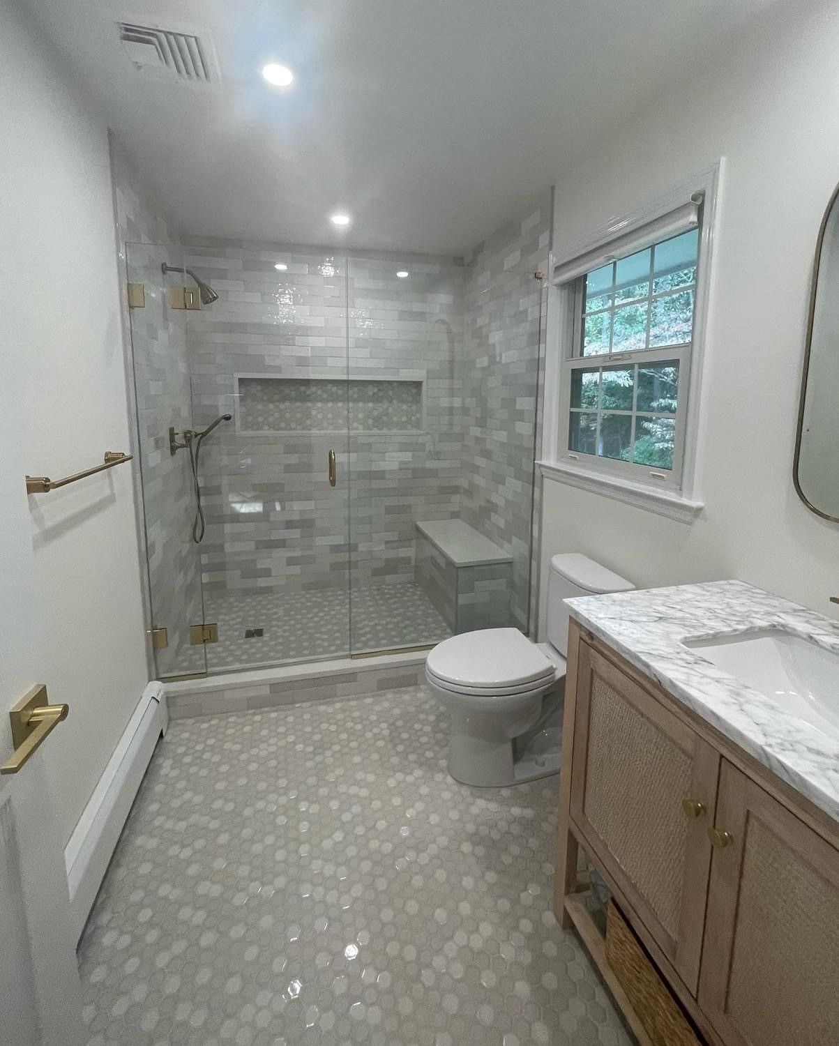 gray and white bathroom remodel