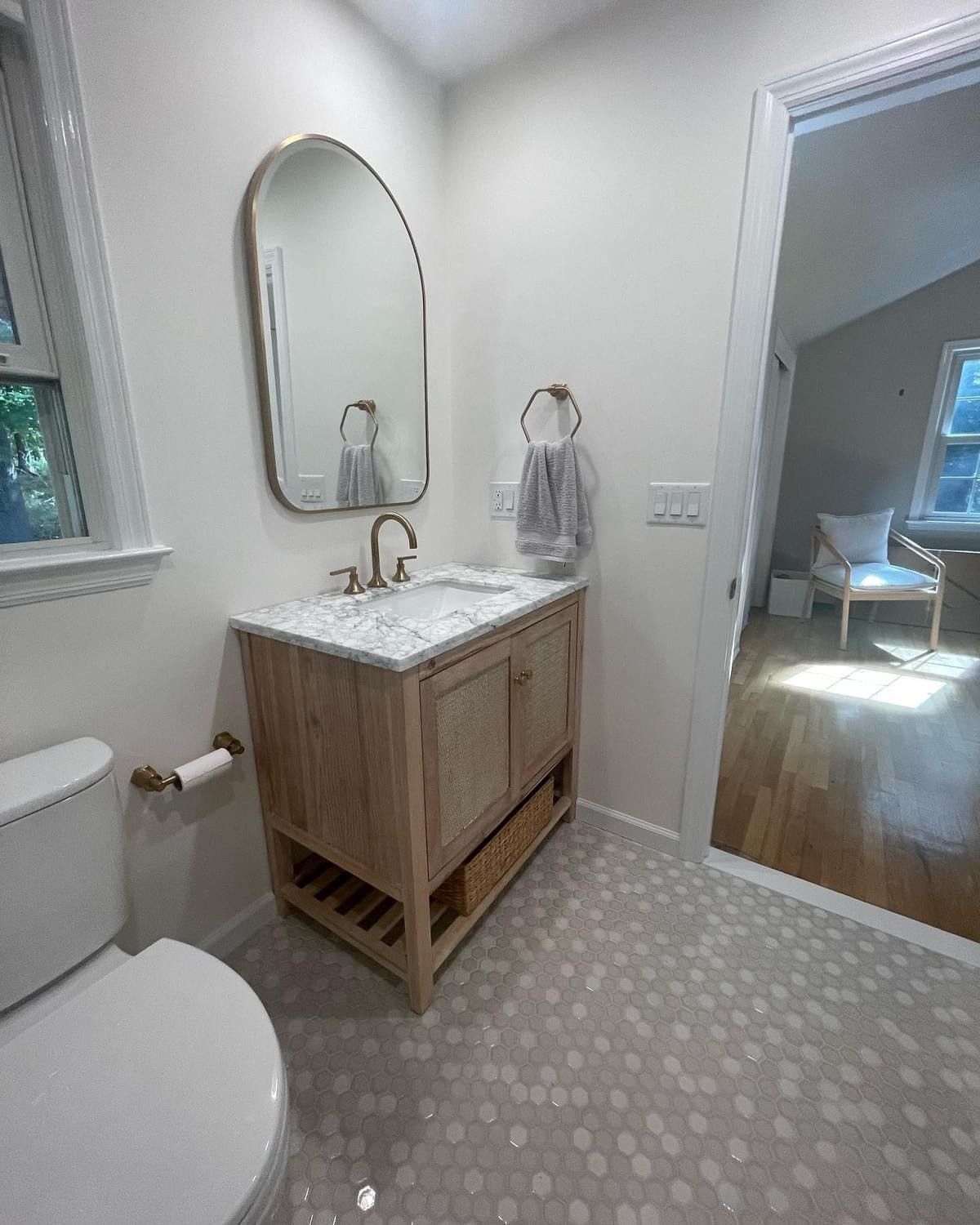 wood bathroom sink with storage