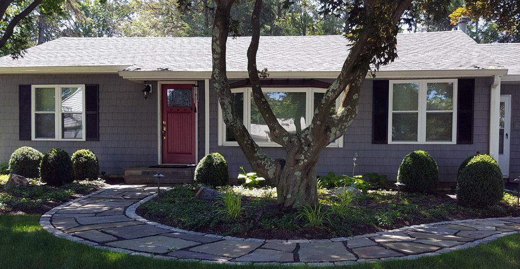 Entrance Stone Walkway, Landscaping, Patio Deck and Storage Shed