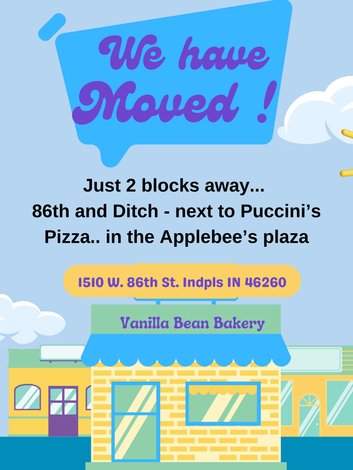 An advertisement for vanilla bean bakery says they have moved