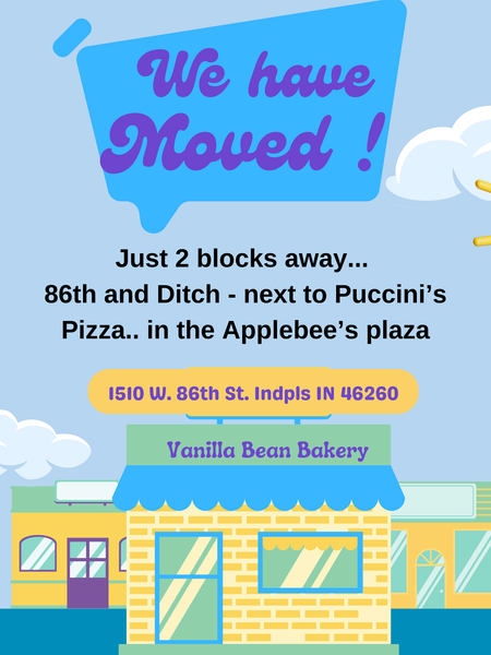 An advertisement for vanilla bean bakery says they have moved