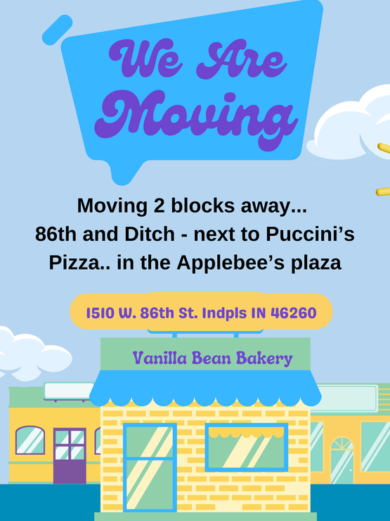 An advertisement for vanilla bean bakery says they are moving