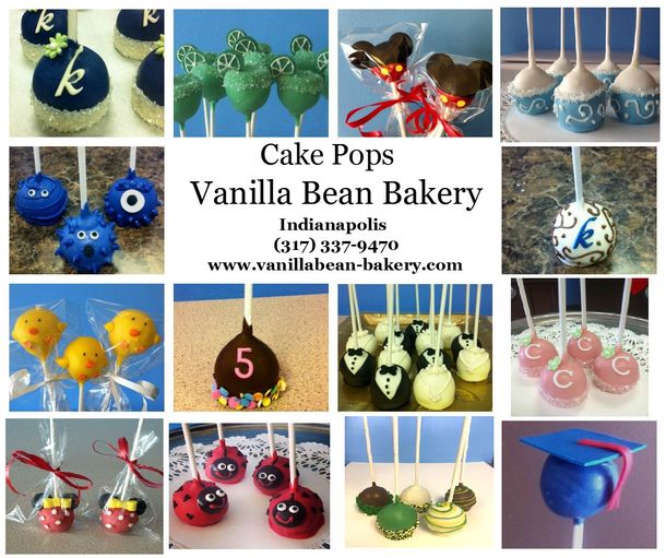 Cake pops from Vanilla Bean Bakery: various decorated pops, including letter