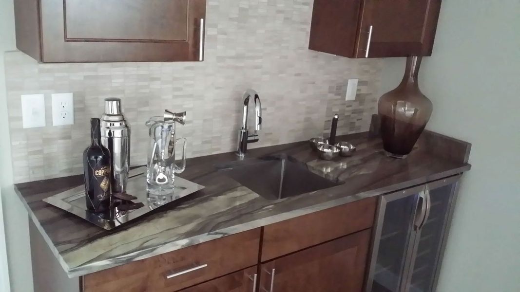 A kitchen with counter tops