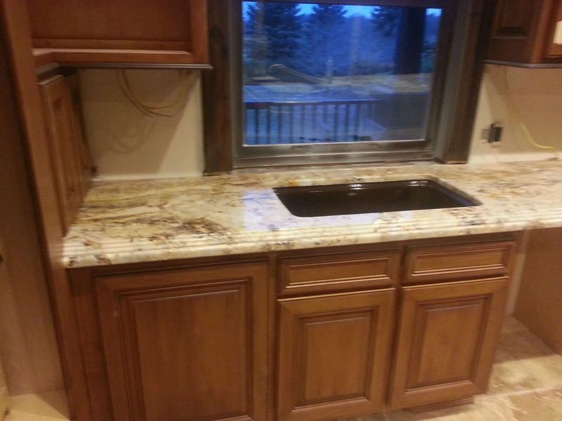 A kitchen with counter tops