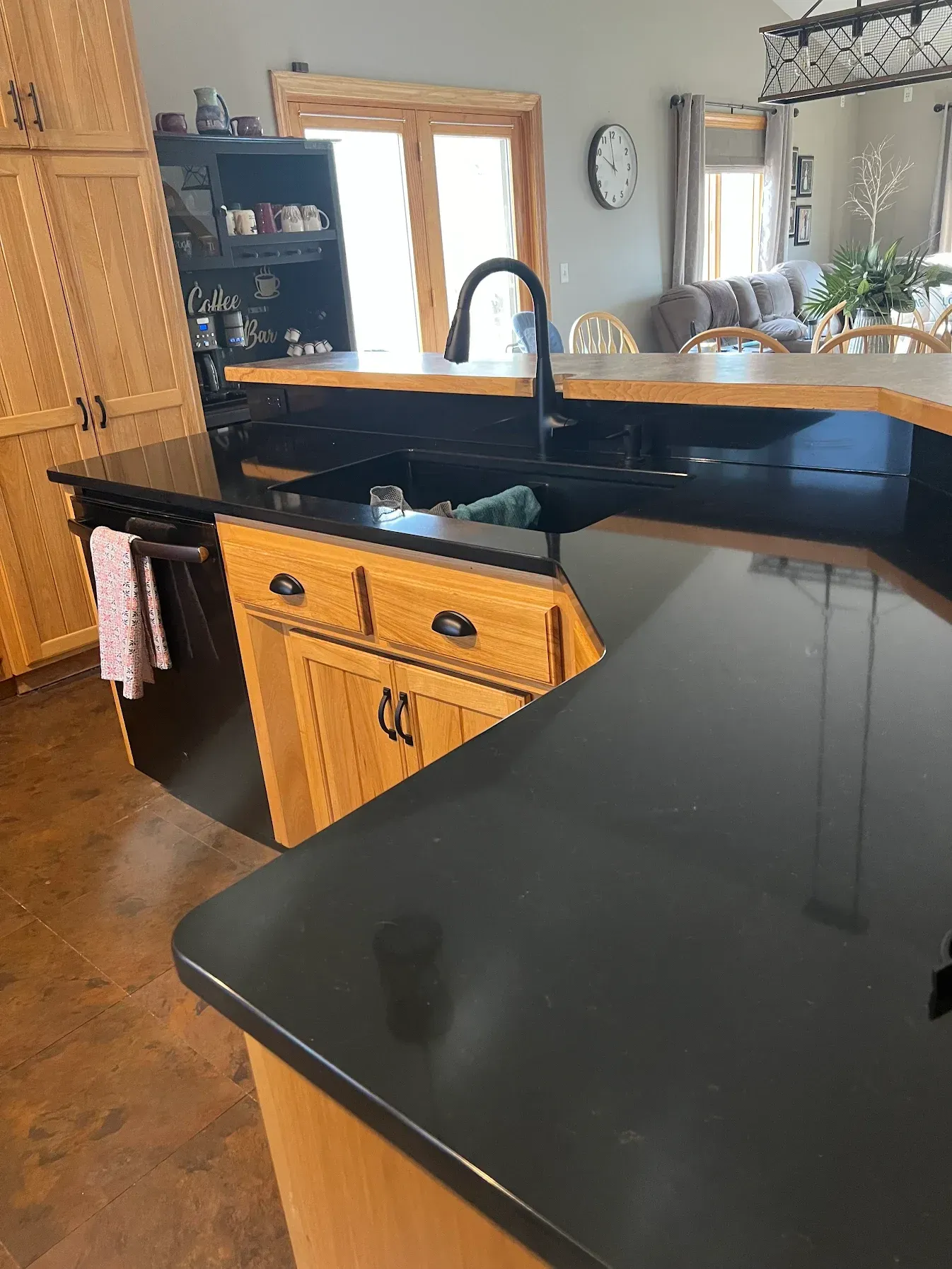A kitchen with counter tops