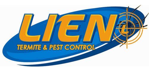 LIEN Termite & Pest Control logo in blue, orange, and yellow with target graphic