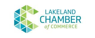 The lakeland chamber of commerce logo is blue and green.