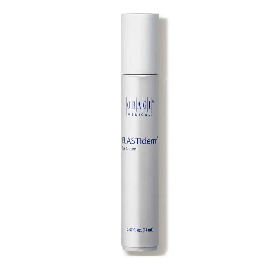 A white bottle of obagi bastiderm on a white background