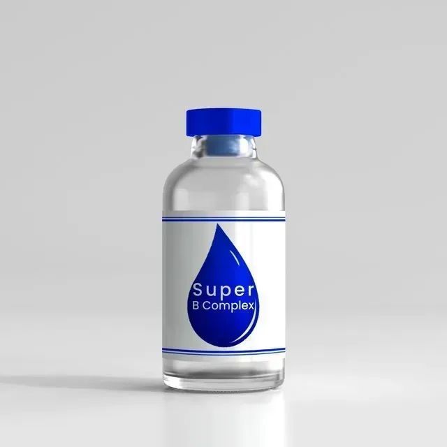 A bottle of super b complex with a blue cap