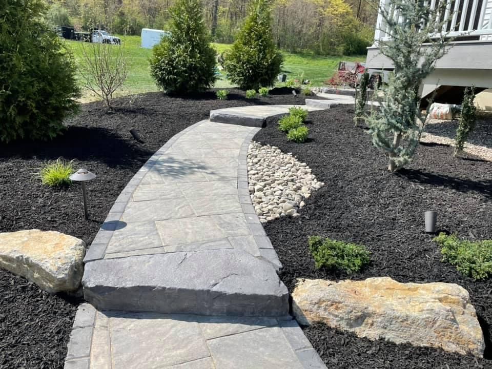 white patio on black soil showing a beautiful contrast