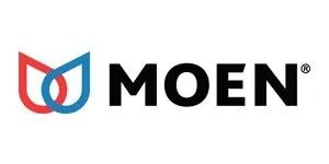 MOEN logo with red and blue stylized emblem and black wordmark
