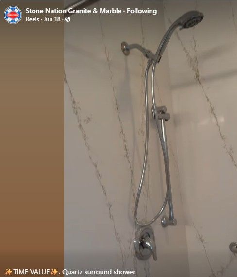 A picture of a shower taken by stone nation granite & marble.