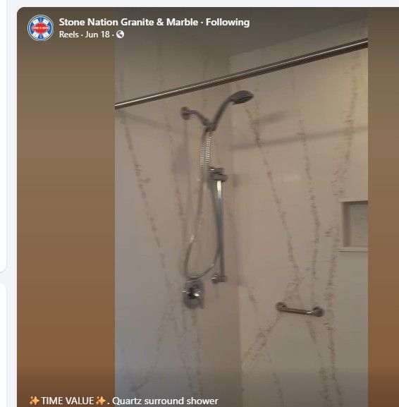 A picture of a shower taken by stone nation granite & marble.
