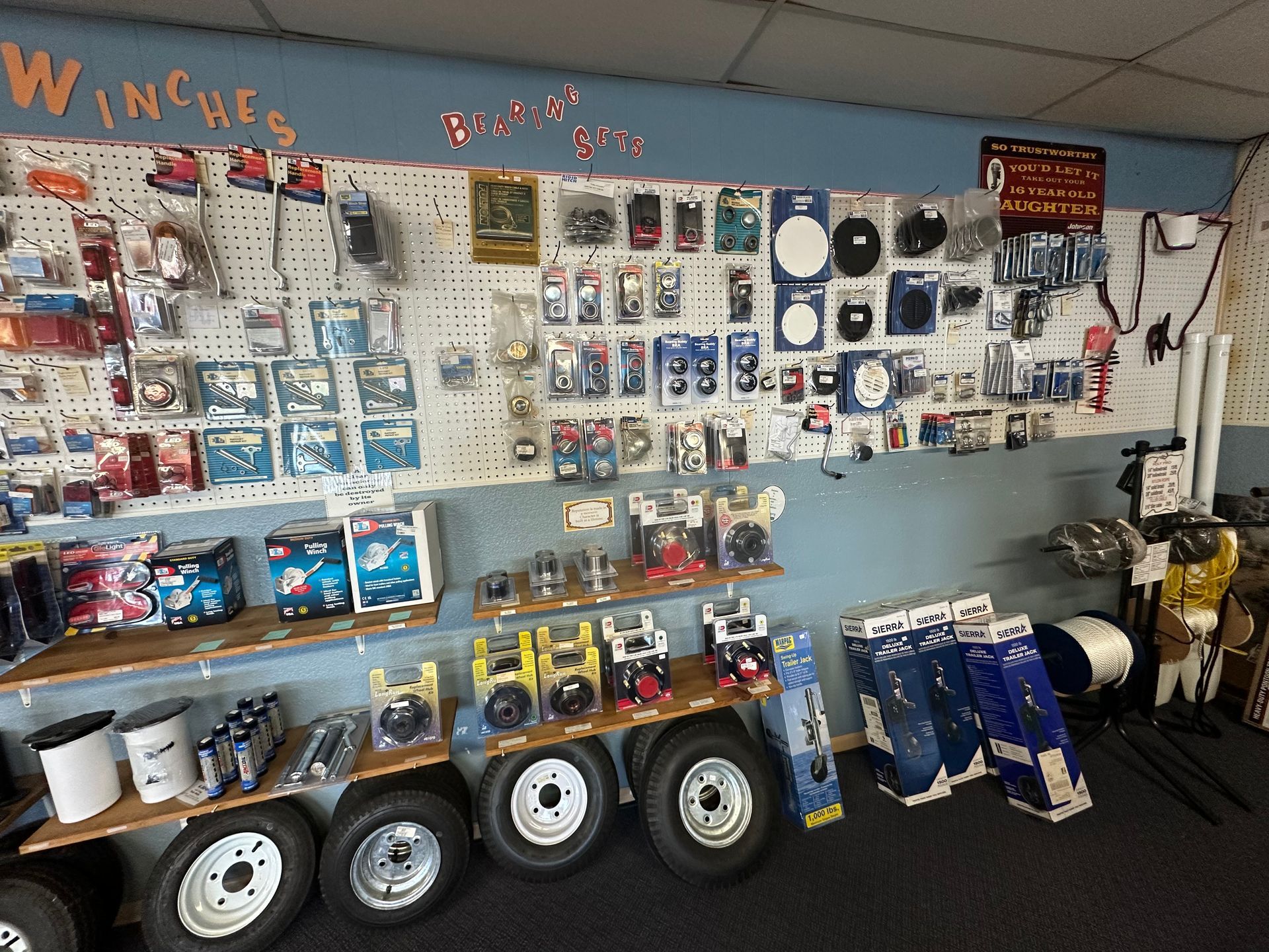 A store filled with lots of products including winches