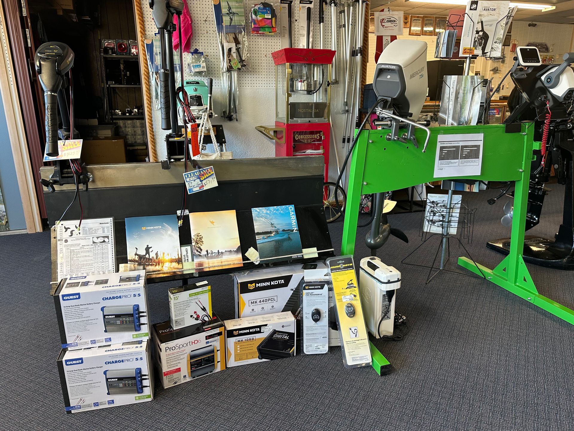 A bunch of boxes are sitting on the floor in a store.