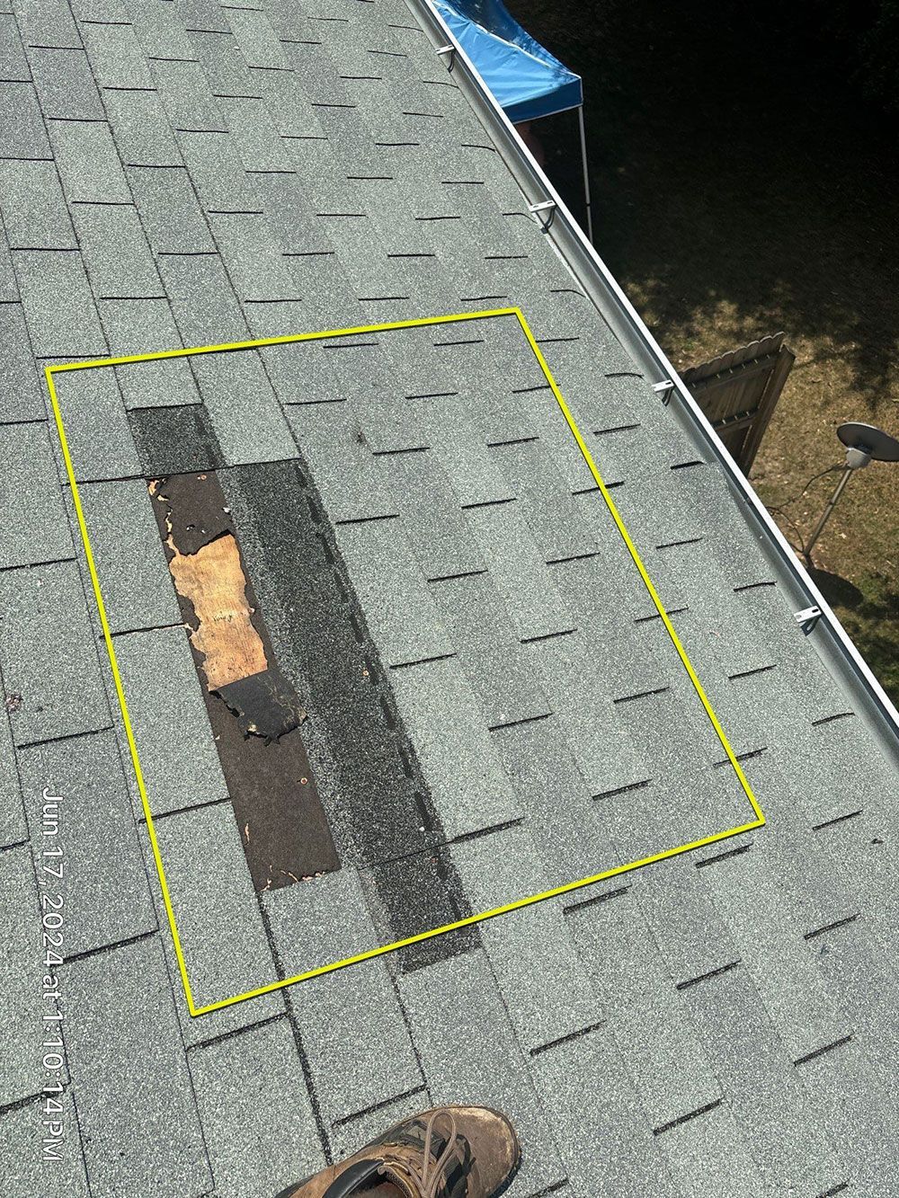 An on-going roof repair