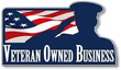 A veteran owned business logo with a soldier saluting the american flag.