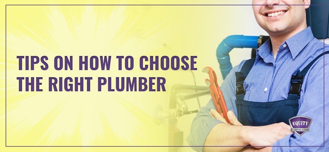 Plumber holding wrench beside text: “Tips on how to choose the right plumber”