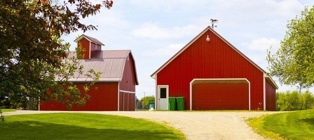 red barns on a farm
