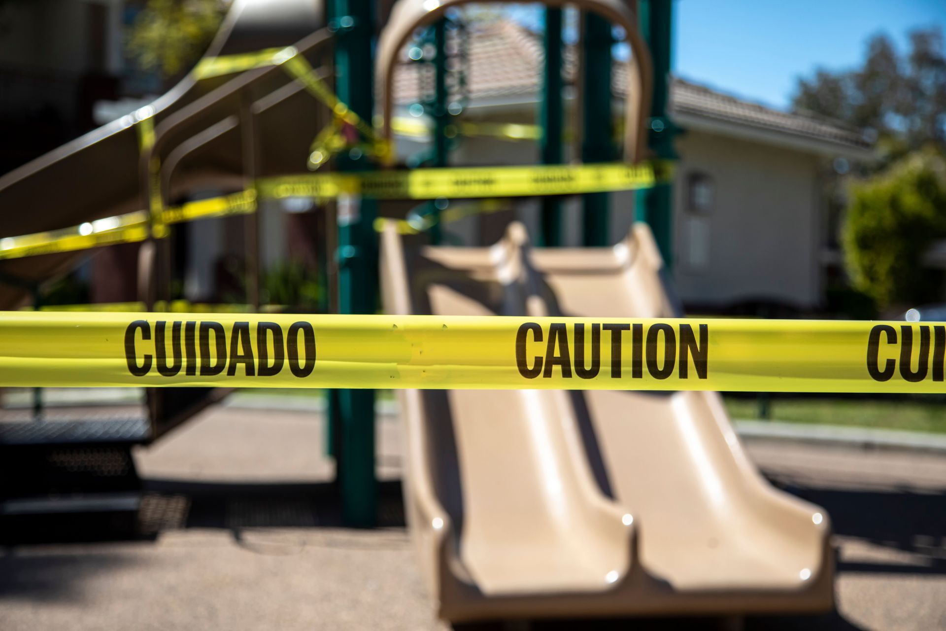 Playground with caution tape