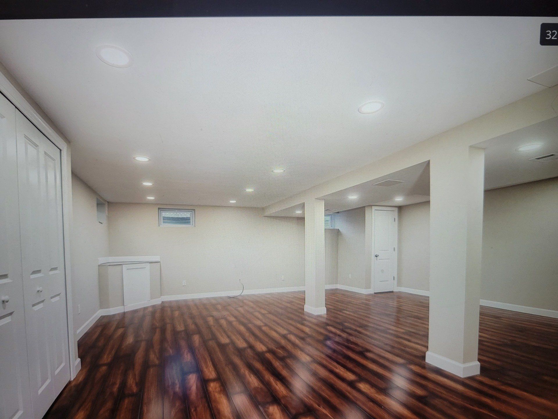 Open room space with wooden floor