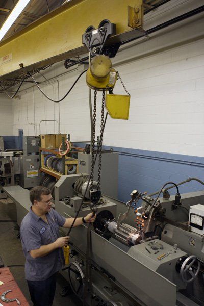 Man on grinding machine
