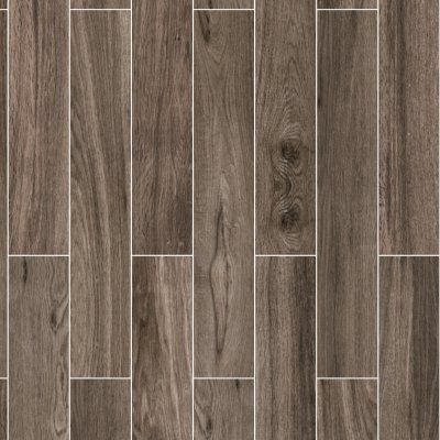 Brown wood plank tile pattern with vertical boards and light grout lines