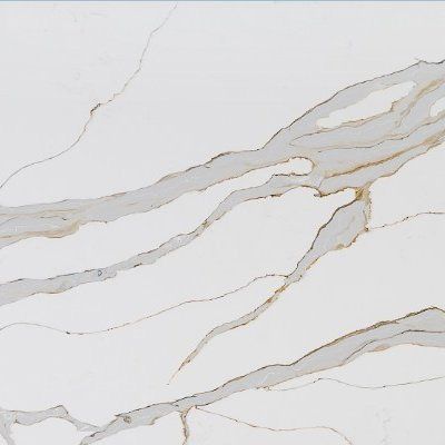 White marble-like surface with gray and gold veining