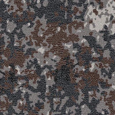 Camouflage fabric pattern in brown, gray, and black tones