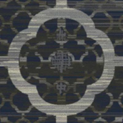Abstract dark blue and gray patterned design with a circular central motif