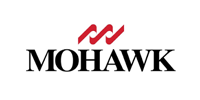 Mohawk logo in black with red chevron marks on a white background