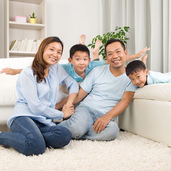 Happy comfortable family