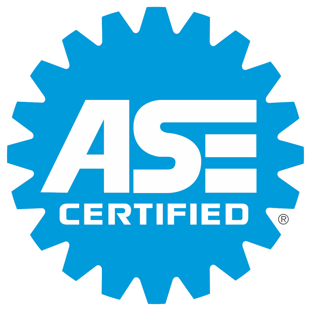 Blue ASE Certified gear-shaped logo with white text