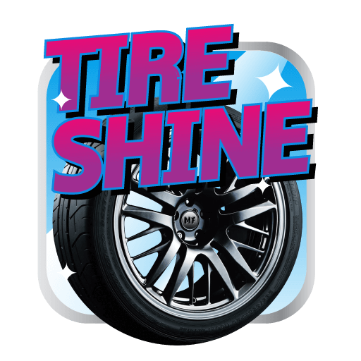 Tire shine product logo: shiny tire with