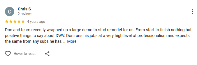 A Google review from Chris S