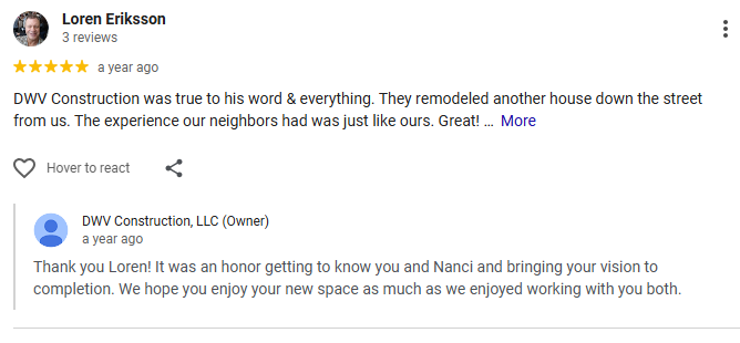 A Google review from Loren Eriksson