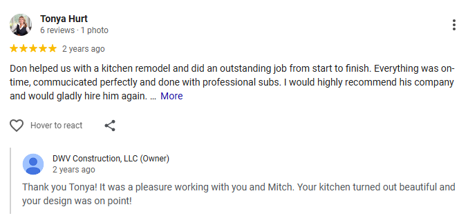 A Google review from Tonya Hurt