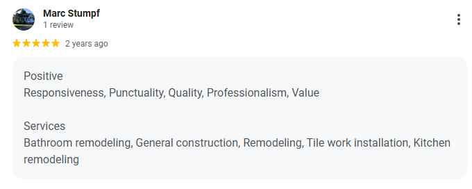 A Google review from Marc Stumpf