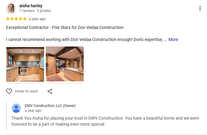 A Google review from aisha harley